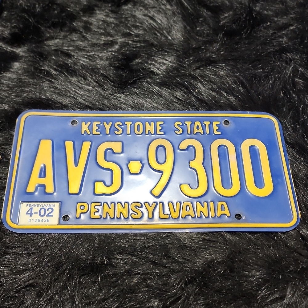 Blue and Yellow Pennsylvania License Plate. Vintage 2002.